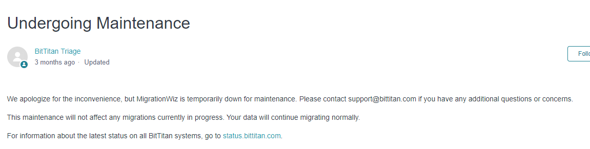 Bittitan Maintenance