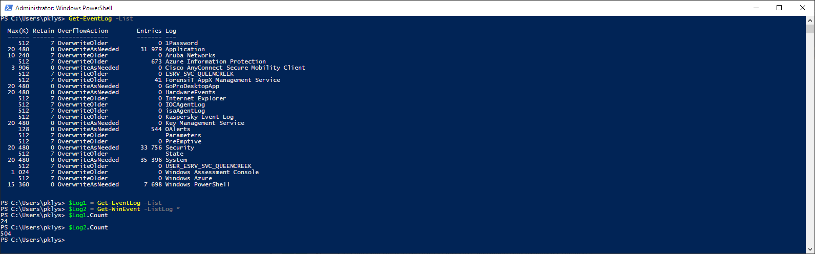 Get-EventLog