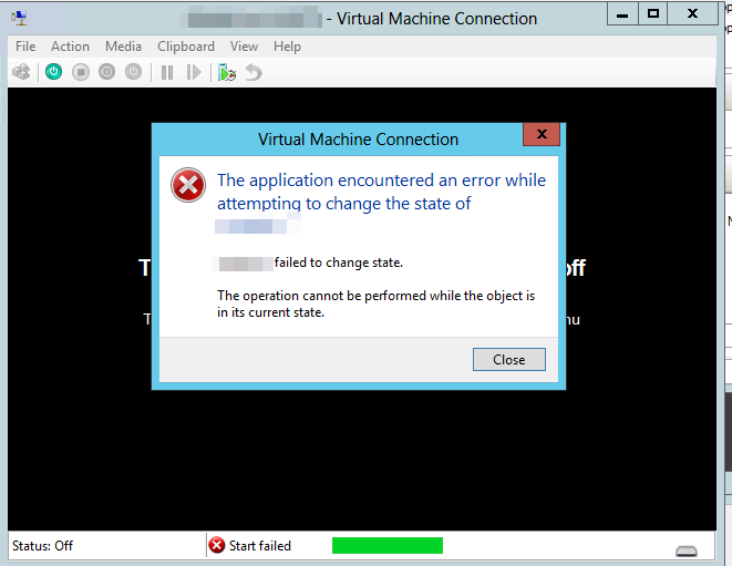 Hyper-V – Can’t start Virtual Machine because it’s backing up