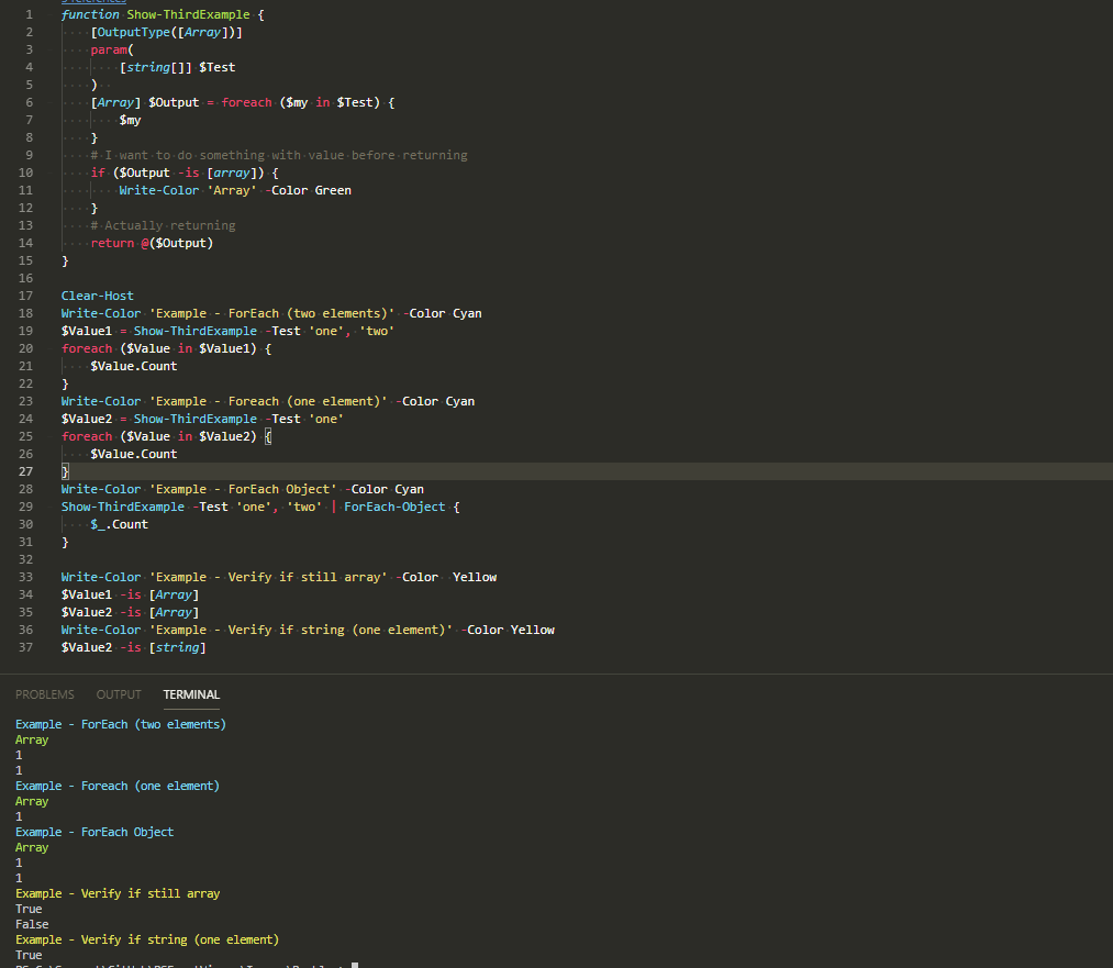 PowerShell – Returning one object from a function as an Array