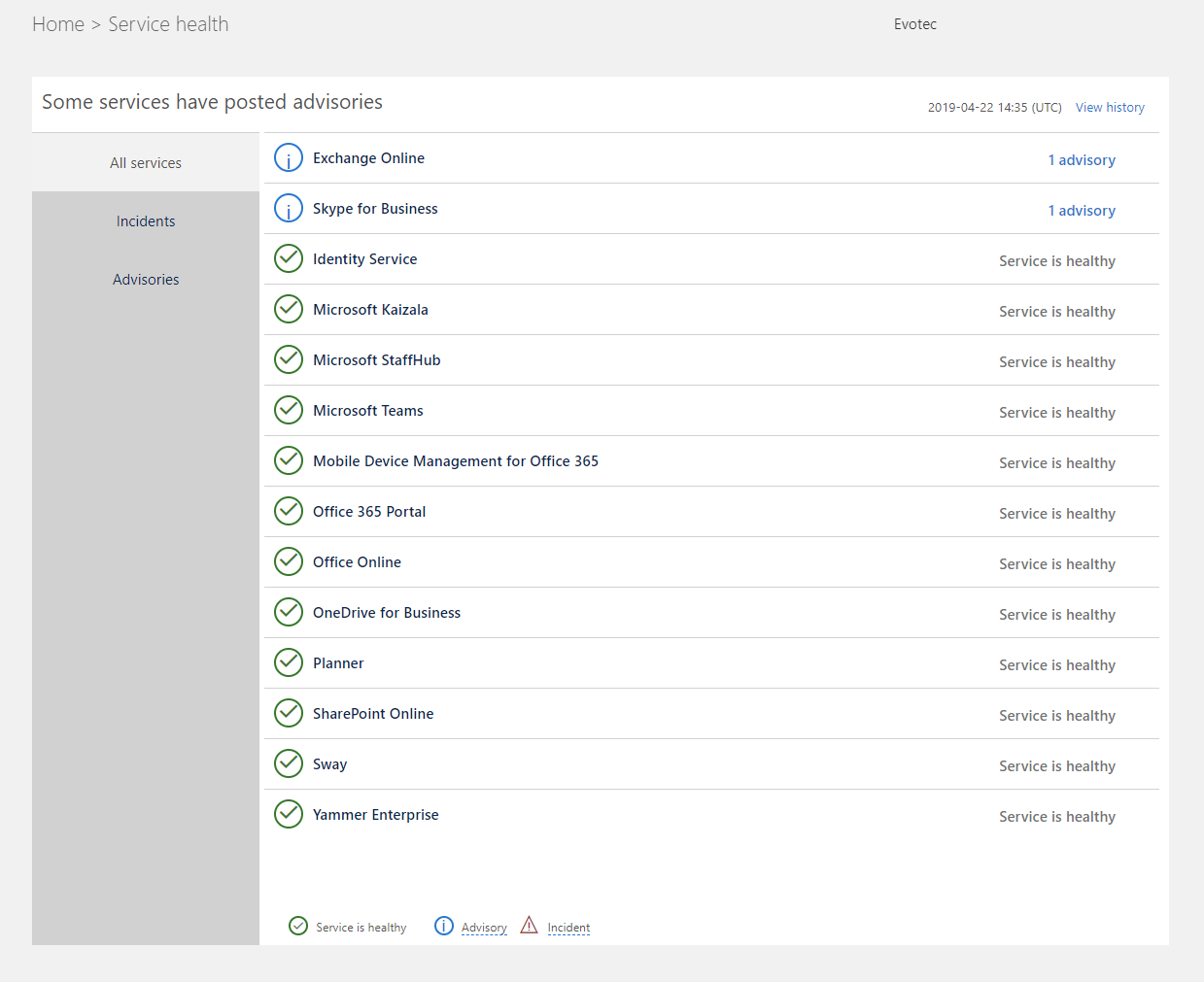 PowerShell way to get all information about Office 365 Service Health