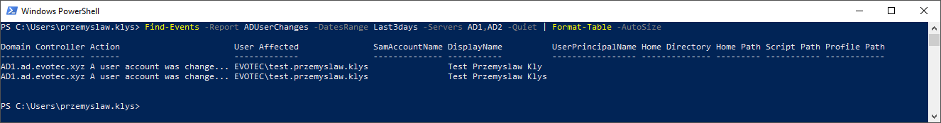 Active Directory User Changes Active Directory User Changes