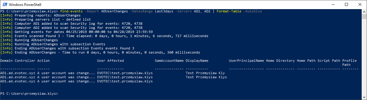Active Directory User Changes Active Directory User Changes