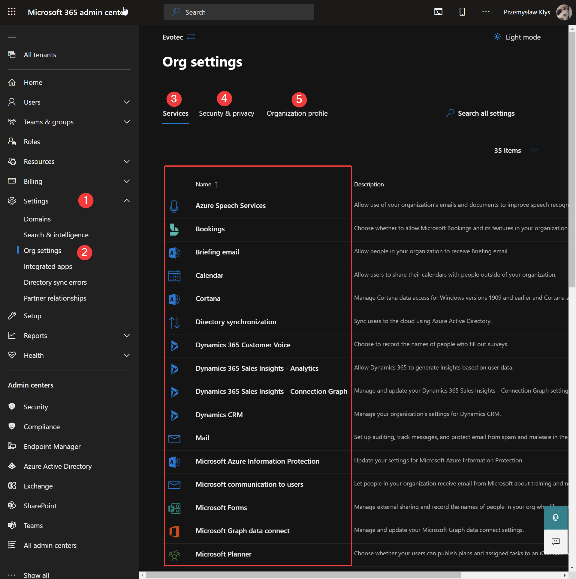 Microsoft 365 Admin Center Org Settings Microsoft 365 Admin Center Org Settings